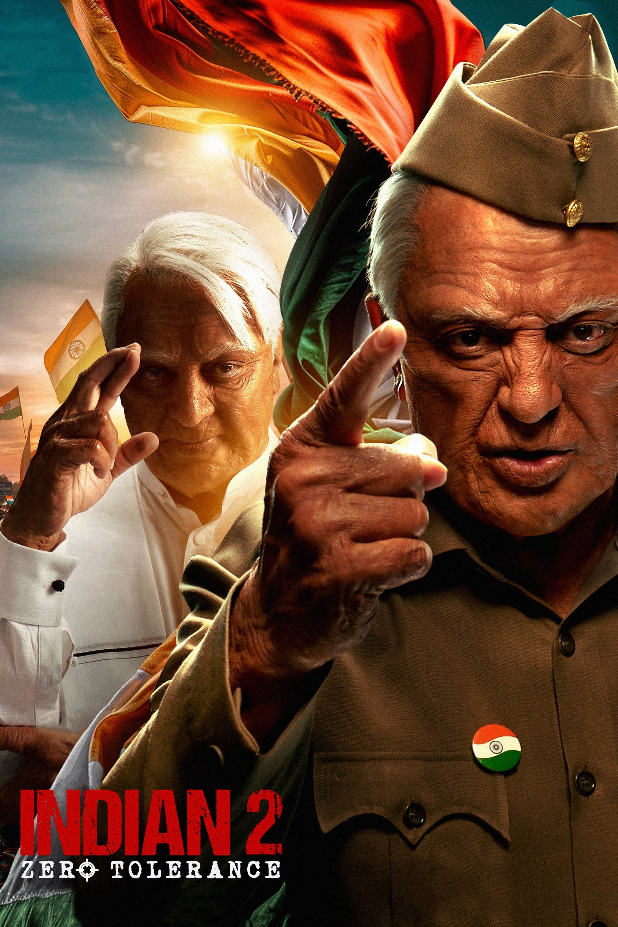Indian 2: Zero Tolerance Hindi Dubbed Movie Poster (2024)